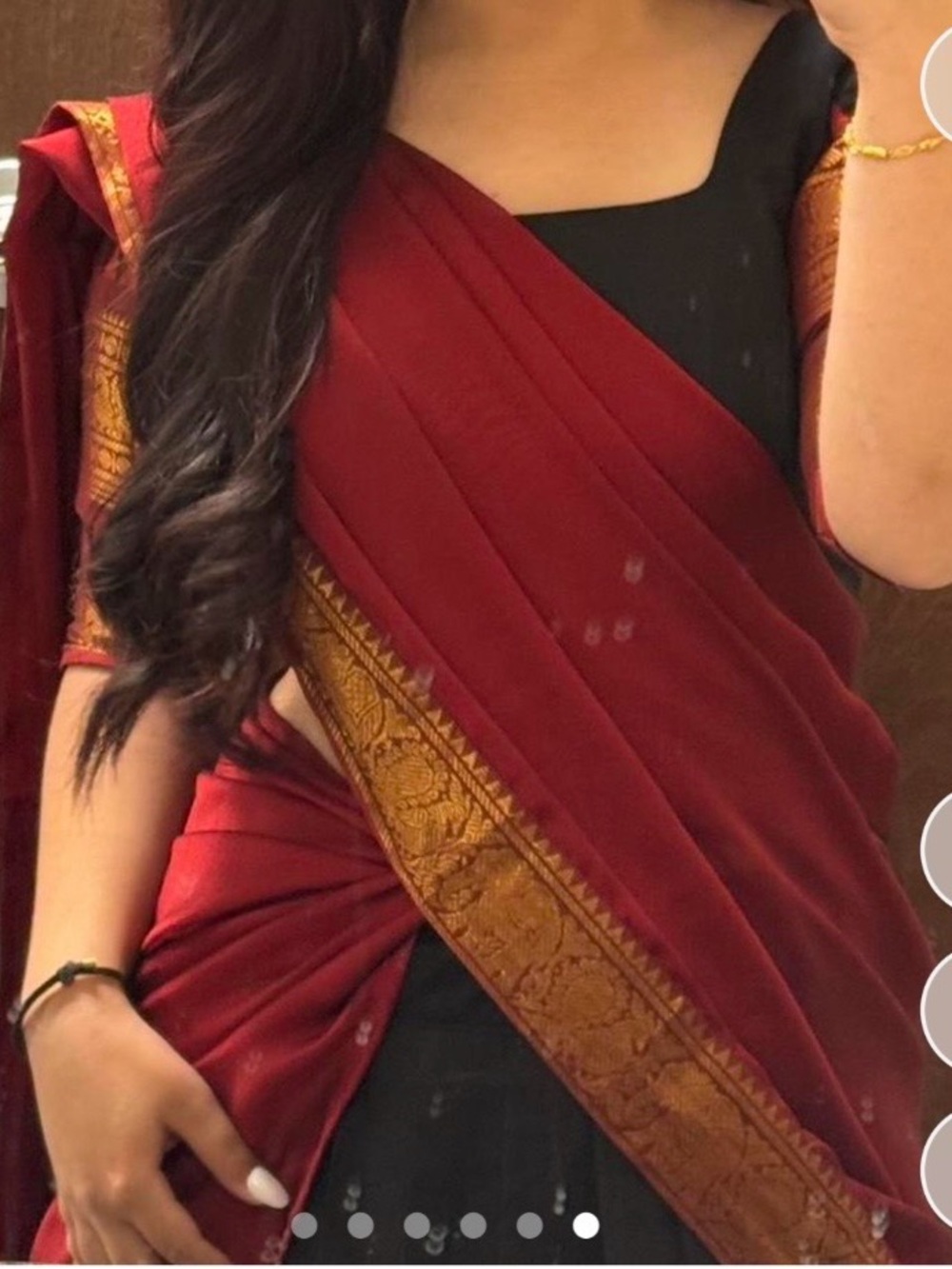 Kanchipuram half Saree Lehenga with Gold Brocade Border Medium blouse